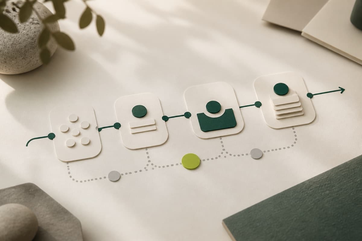 Paper markers following several connected pathways, with one lime marker highlighting a signal outside the main count